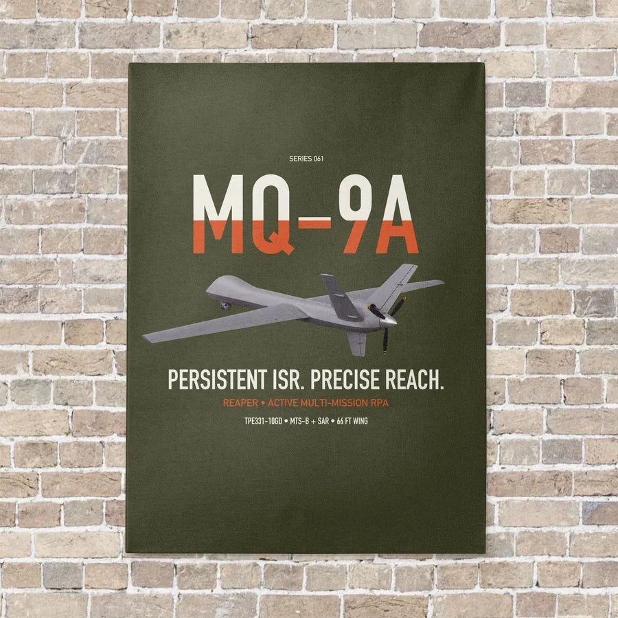MQ-9A Reaper vertical canvas print - no frame - green army background