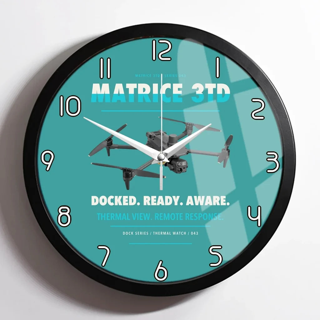 DJI Matrice 3TD design on turquoise framed wall clock