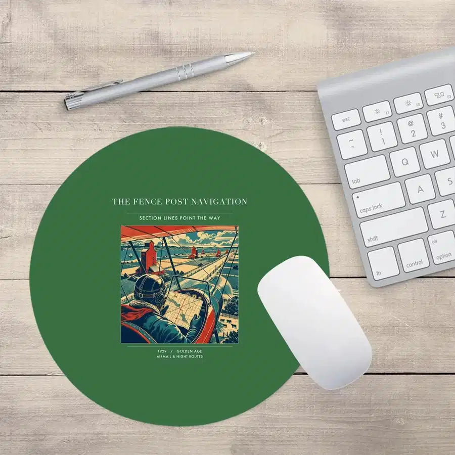 VINTAGE G4390 - The Fence Post Navigation - Designed Mouse Pads design on green round
