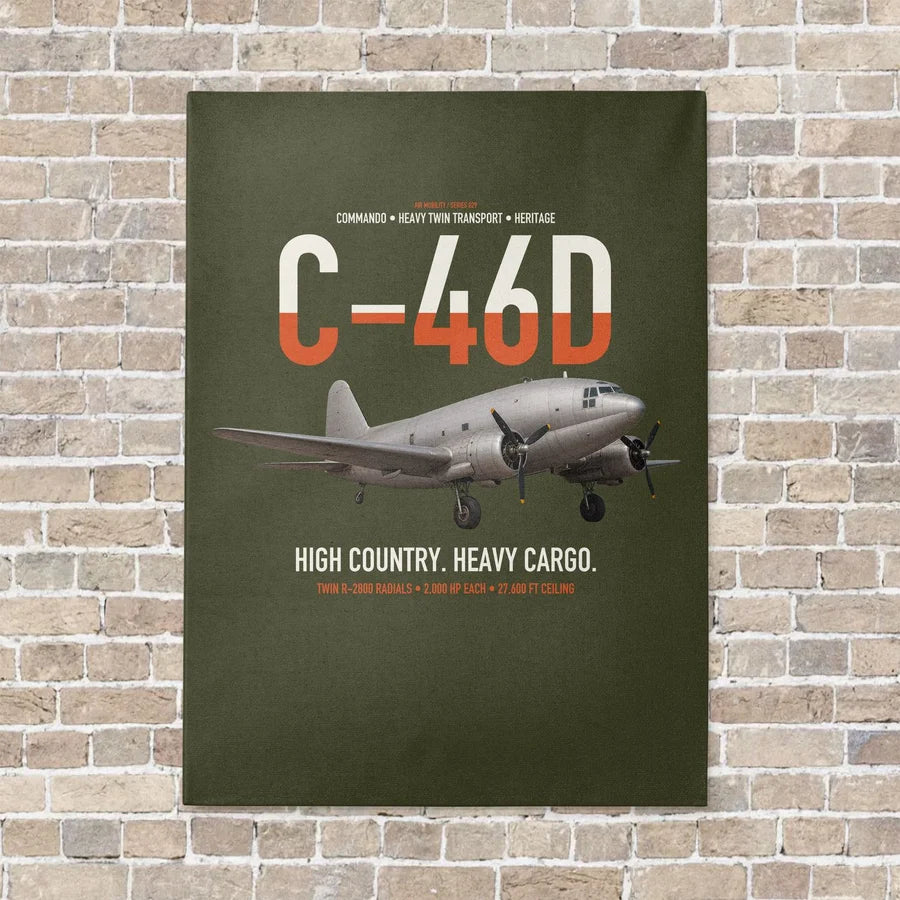 C-46D Commando vertical canvas print - no frame - green army background