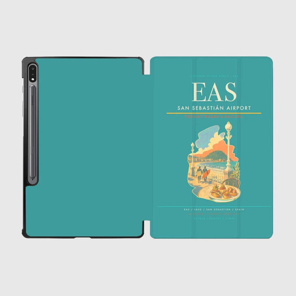 San Sebastián Airport (EAS) design on turquoise samsung tablet tablet case