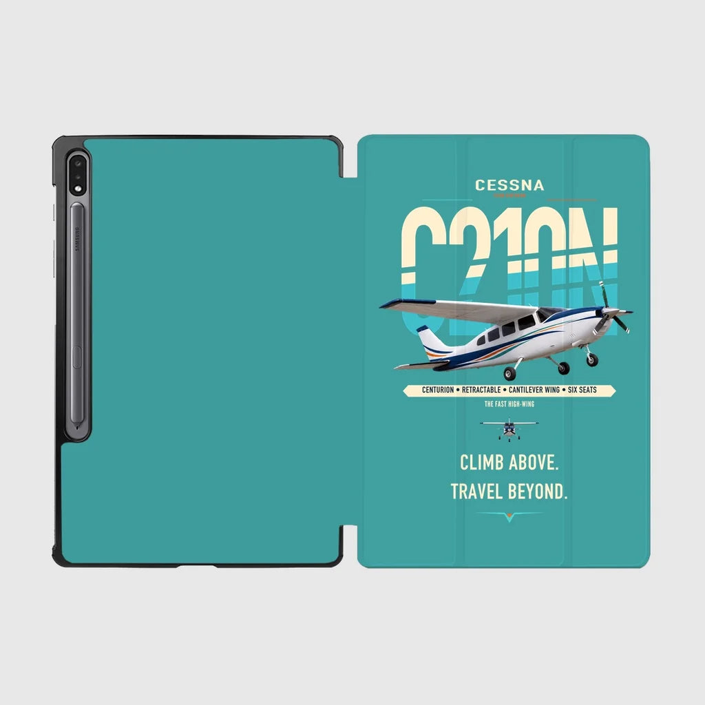 Cessna T210N Centurion design on turquoise samsung tablet tablet case