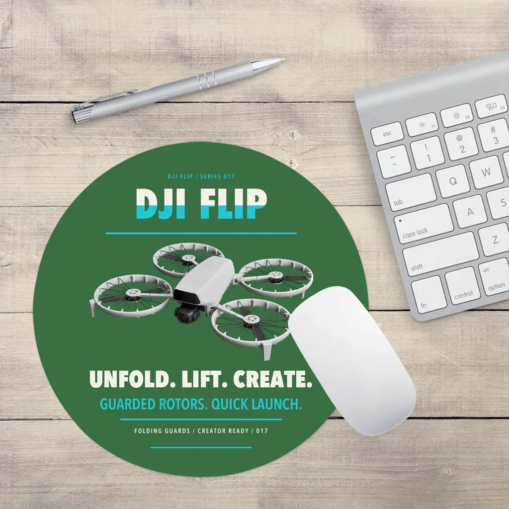 DJI Flip design on green round mouse pad