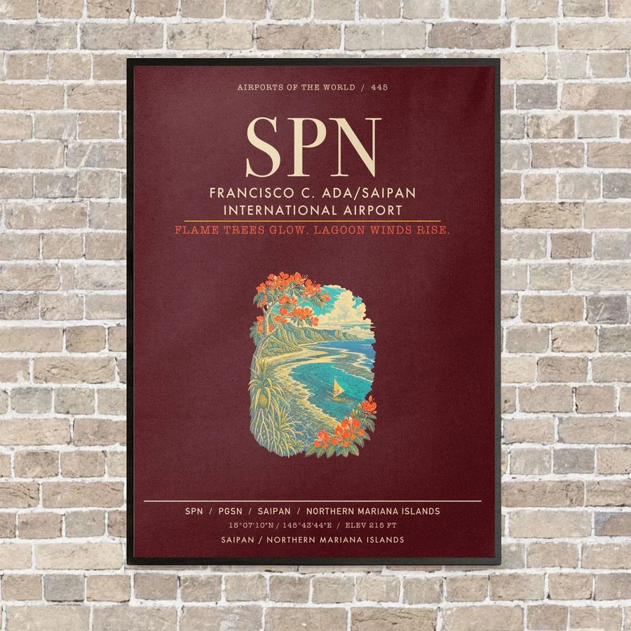 Francisco C. Ada Saipan International Airport SPN - Canvas Framed - Dark Red