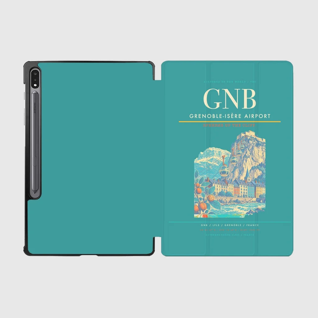 Grenoble-Isère Airport (GNB) design on turquoise samsung tablet tablet case