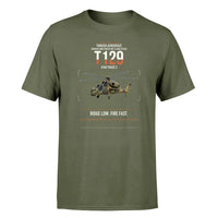 Thumbnail for Turkish Aerospace T129 ATAK Phase 2 design on green army t-shirt, single-side print