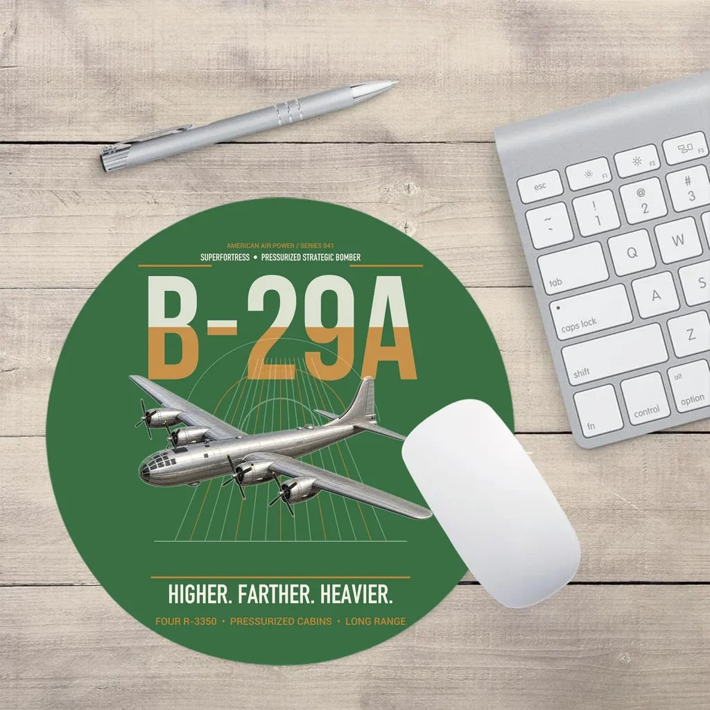 B-29A Superfortress design on green round mouse pad