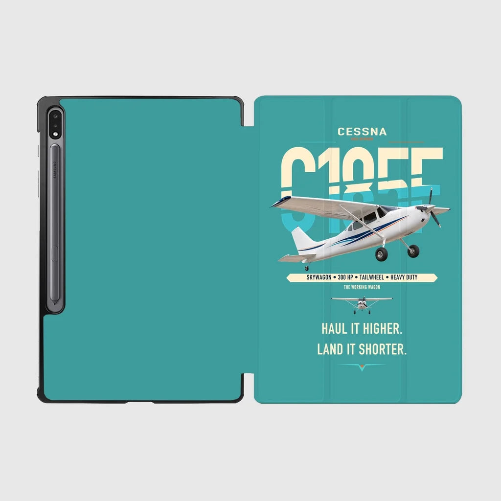 Cessna A185F Skywagon design on turquoise samsung tablet tablet case