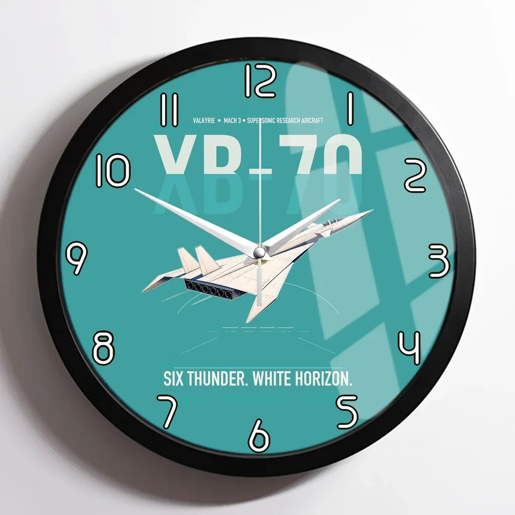 XB-70A Valkyrie design on turquoise framed wall clock