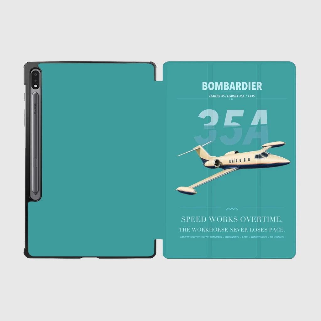 Bombardier Learjet 35A design on turquoise samsung tablet tablet case