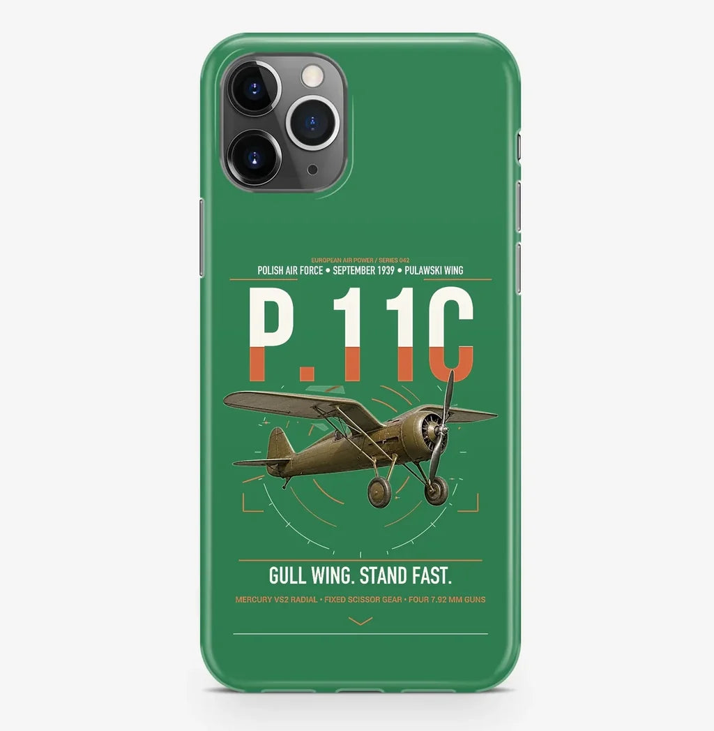PZL P.11c design on green magsafe iphone case, for iPhone Pro Max