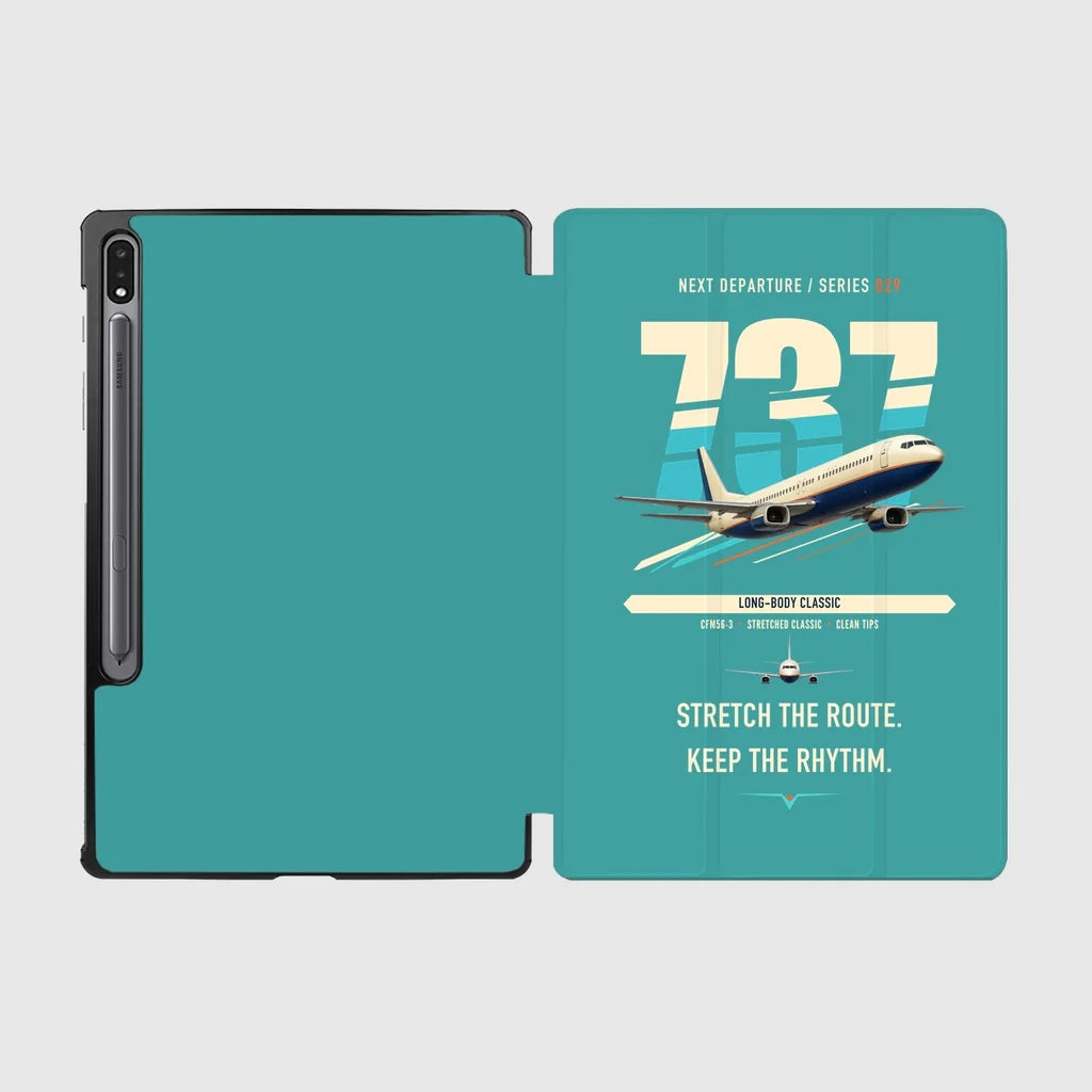 Boeing 737-400 Classic design on turquoise samsung tablet tablet case