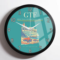 Thumbnail for Great Falls International Airport (GTF) design on turquoise framed wall clock