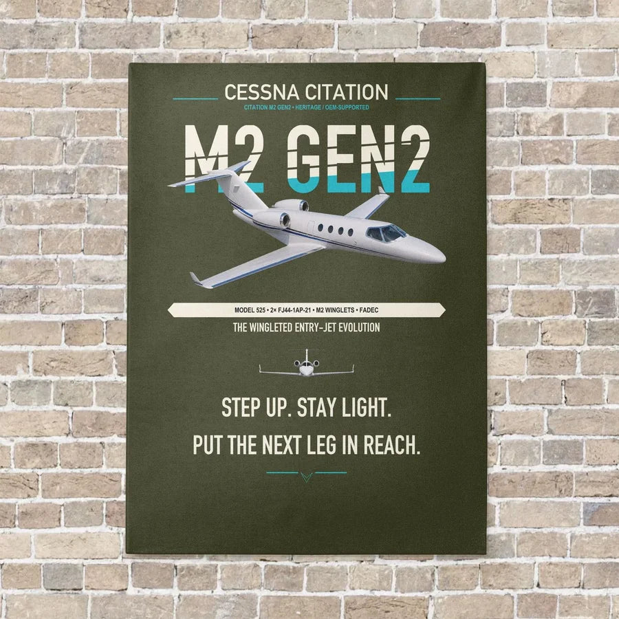 Cessna Citation M2 Gen2 vertical canvas print - no frame - green army background