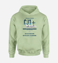 Thumbnail for Cessna Citation CJ1+ design on light green double-side hoodie, single-side print