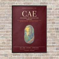 Thumbnail for Columbia Metropolitan Airport CAE - Canvas Framed - Dark Red