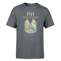 Thumbnail for Pocatello Regional Airport (PIH) T-Shirt single-side front print in Gray | pocatello-regional-airport-pih-double-side-t-shirt