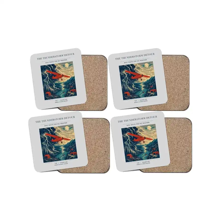 The Thunderstorm Detour - Designed Coasters design on light gray 4-pieces-set