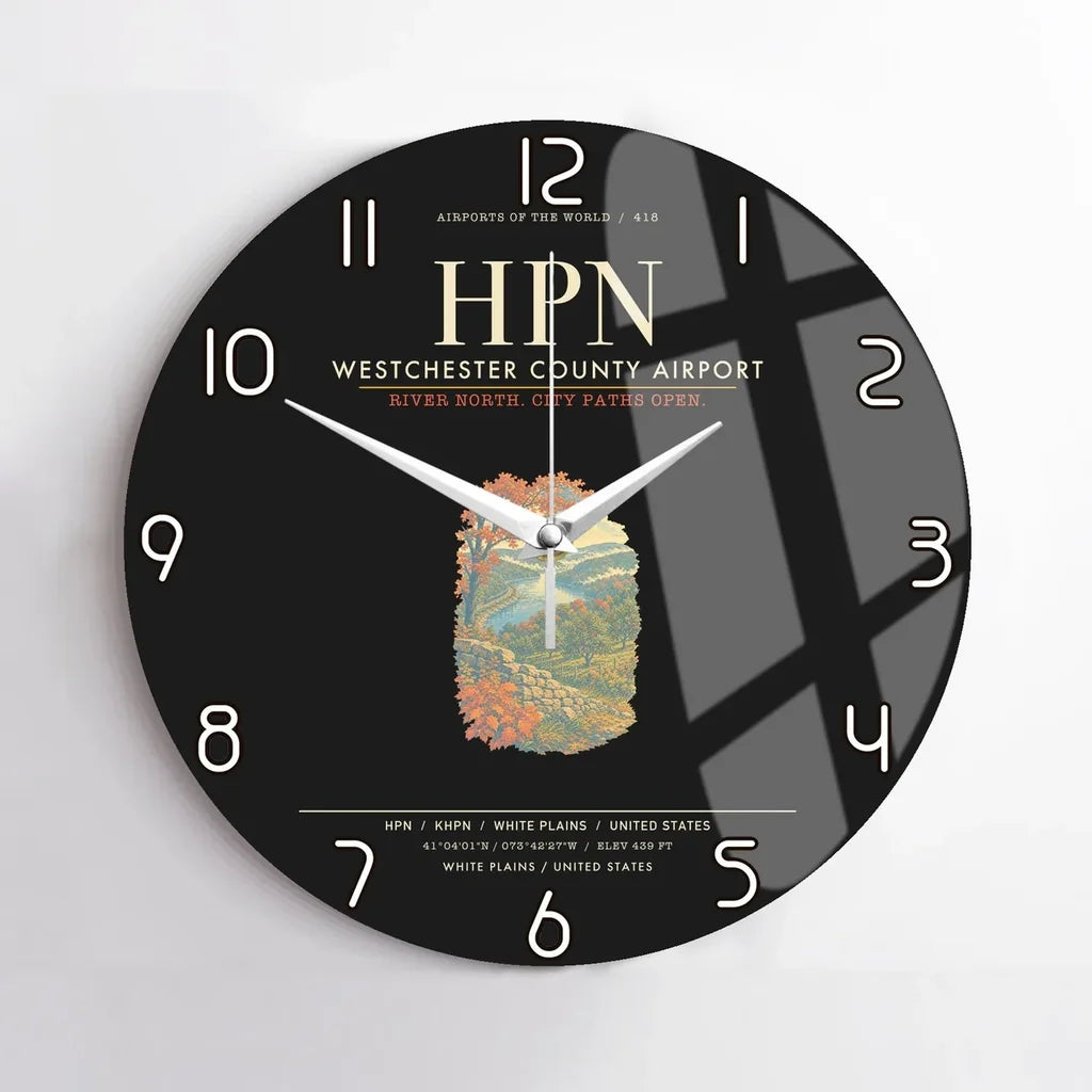 Westchester County Airport HPN Wall-Clock No-Frame - Black