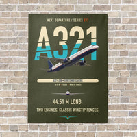 Thumbnail for Airbus A321 vertical canvas print - no frame - green army background