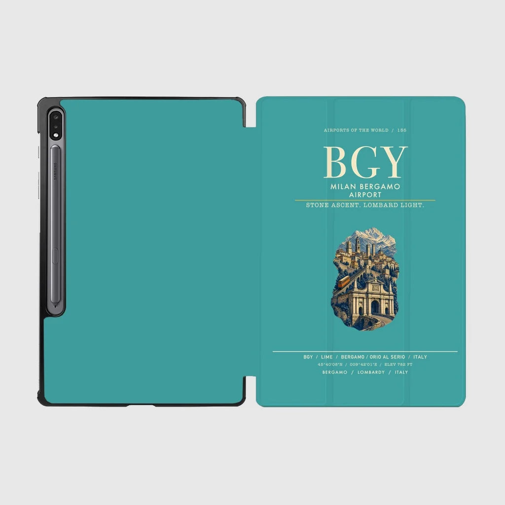 Milan Bergamo Airport (BGY) design on turquoise samsung tablet tablet case