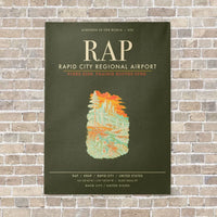Thumbnail for Rapid City Regional Airport RAP vertical canvas print - no frame - green army background