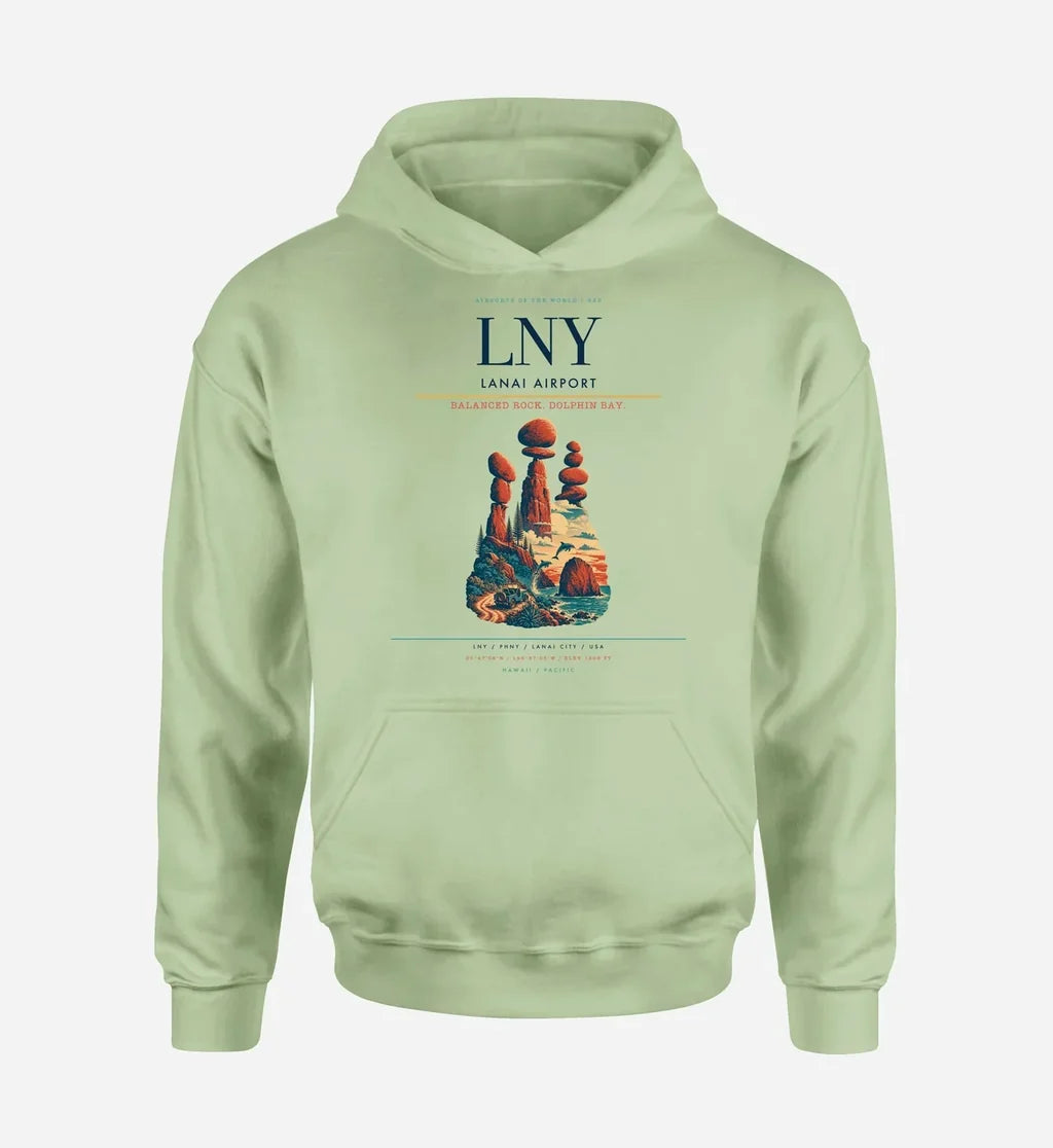 Lanai Airport (LNY) design on light green hoodie single-side print