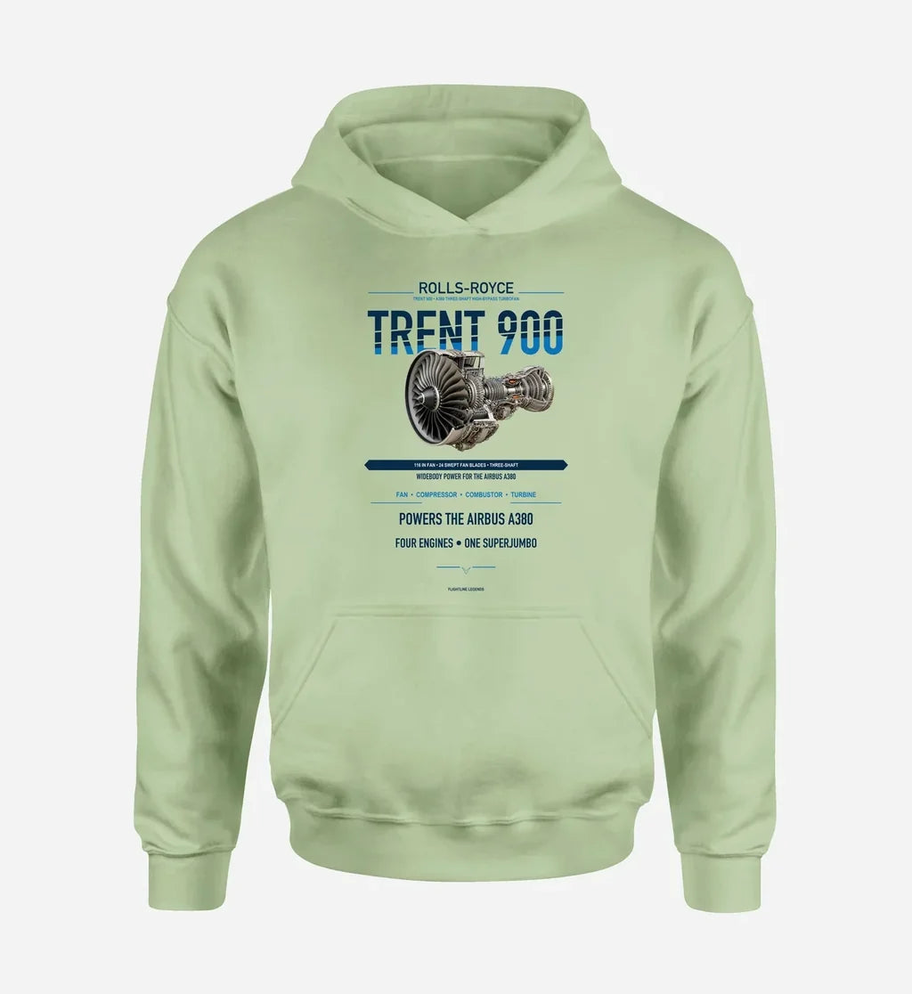 TRENT 900 design on light green hoodie single side