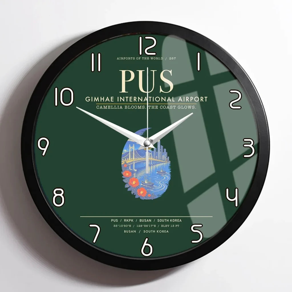 Gimhae International Airport Busan PUS Wall-Clock Framed - Dark Green