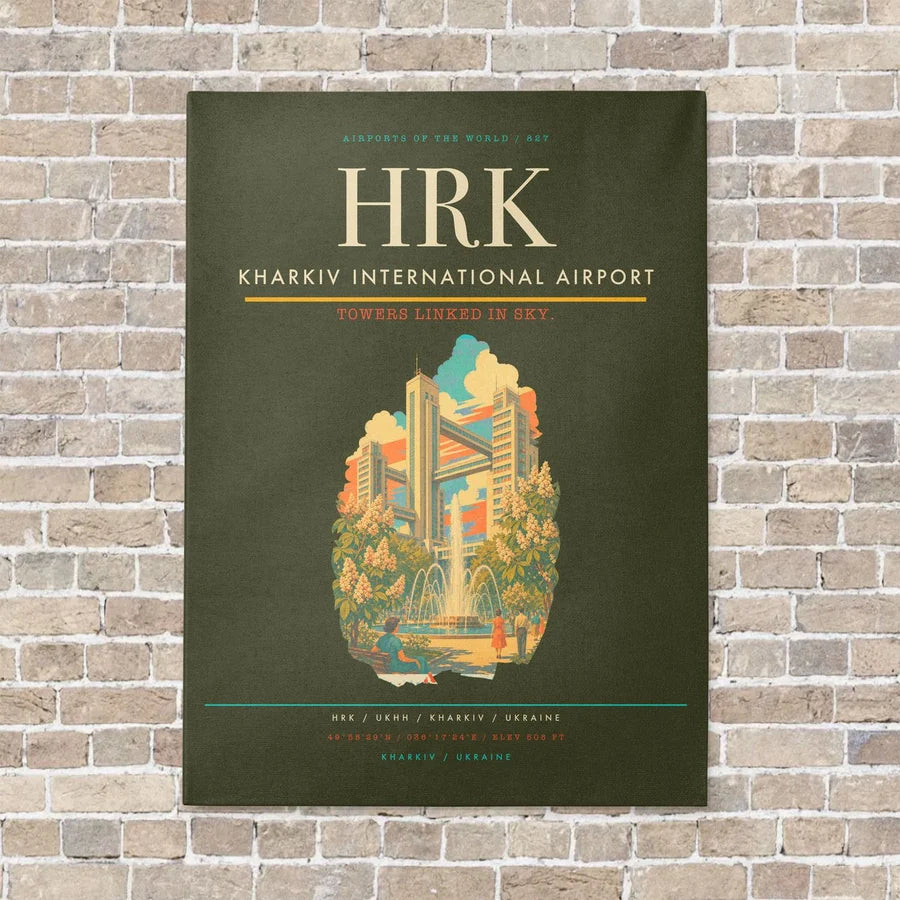 Kharkiv International Airport HRK vertical canvas print - no frame - green army background