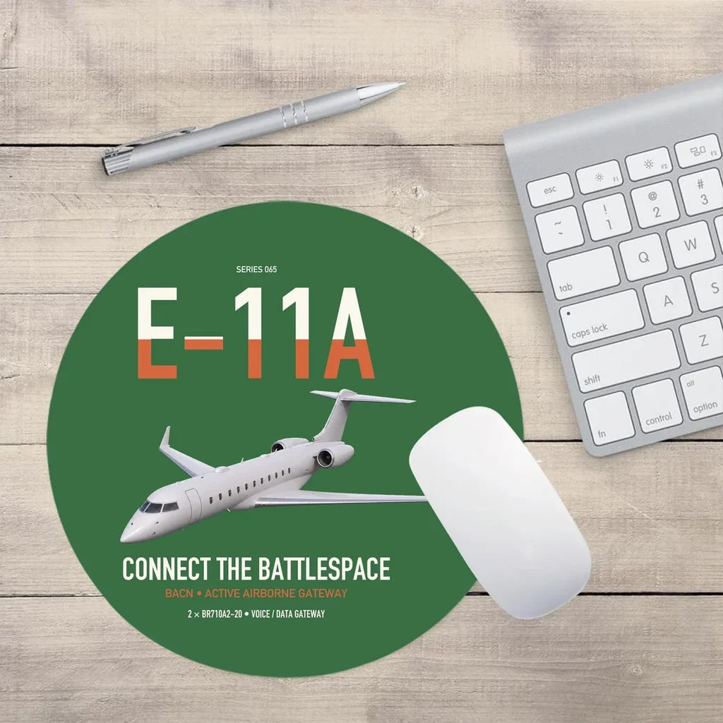 E-11A BACN design on green round mouse pad