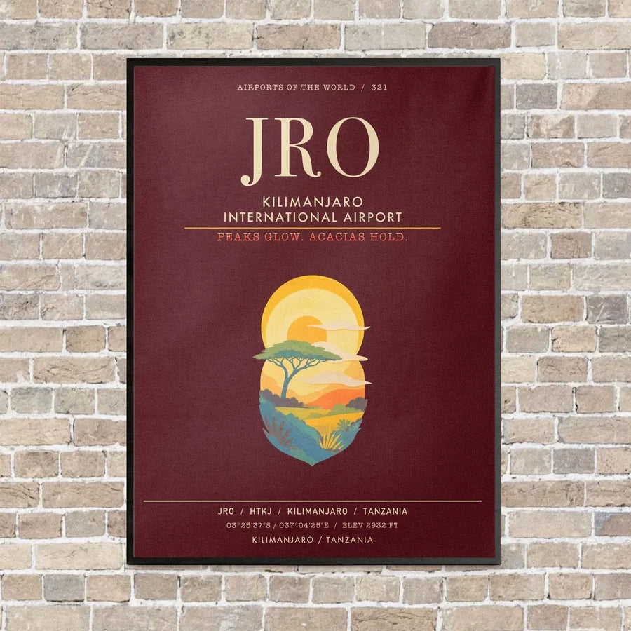 Kilimanjaro International Airport JRO - Canvas Framed - Dark Red
