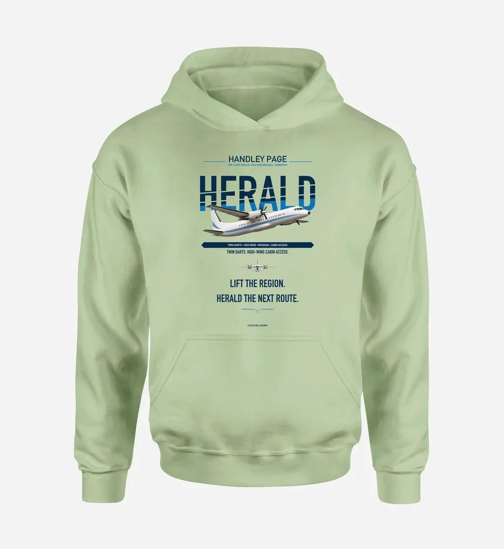 Handley Page HPR.7 Dart Herald design on light green hoodie single side