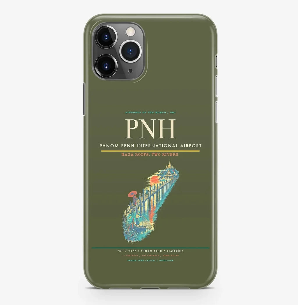 Phnom Penh Airport (PNH) design on green army iPhone 16 Pro MagSafe case