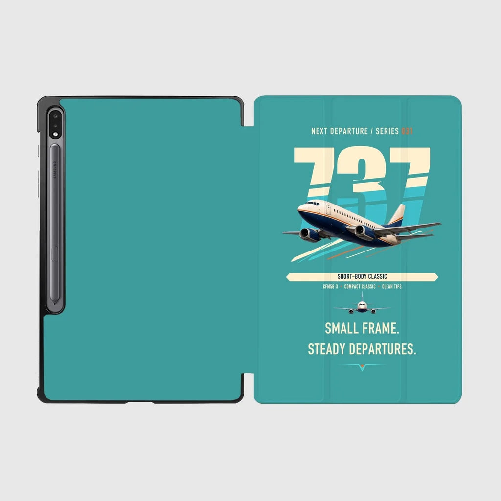 Boeing 737-500 Classic design on turquoise samsung tablet tablet case