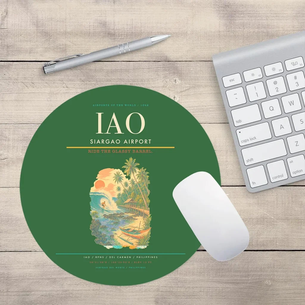 Siargao Airport (IAO) design on green round mouse pad