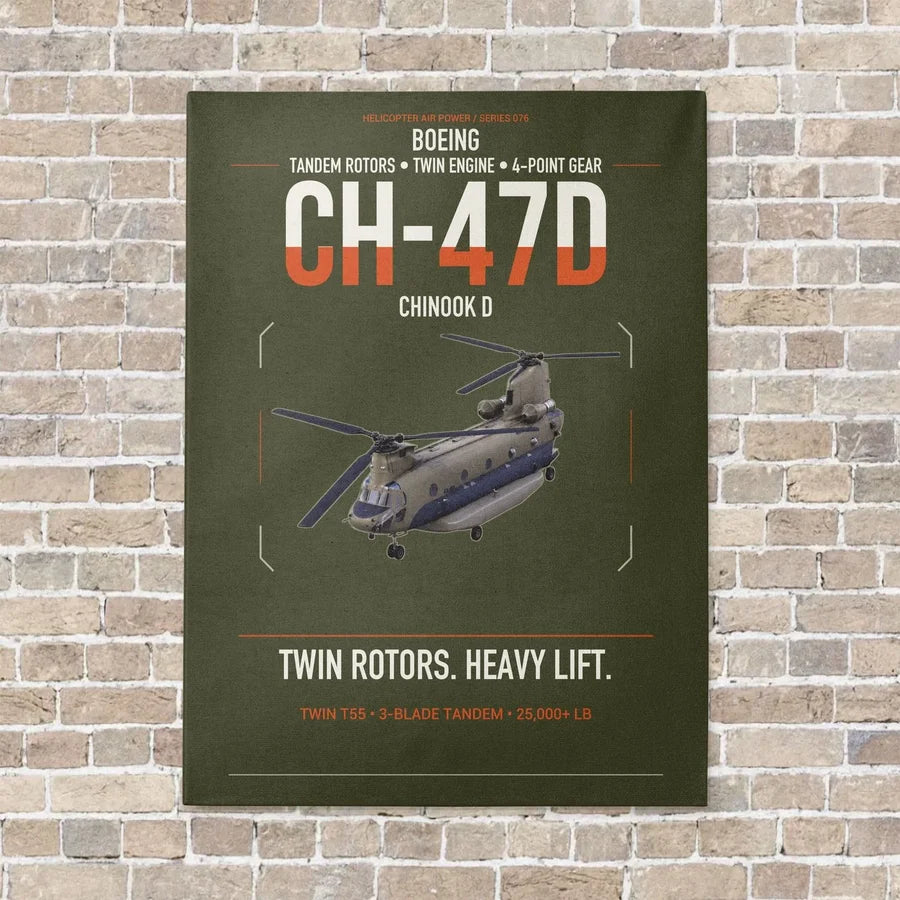 Boeing CH-47D vertical canvas print - no frame - green army background