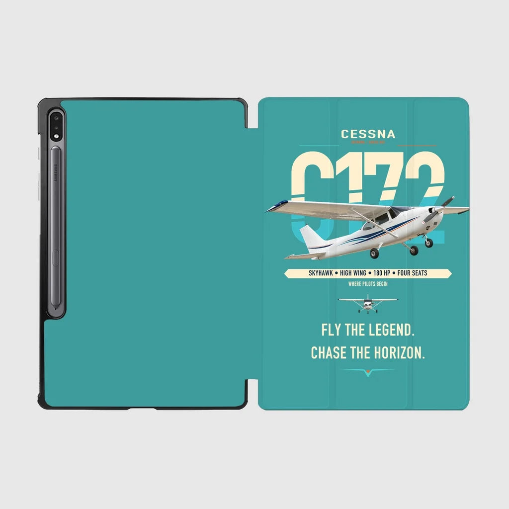 Cessna 172 Skyhawk design on turquoise samsung tablet tablet case