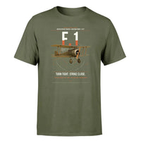Thumbnail for Sopwith Camel F.1 design on green army t-shirt, single-side print