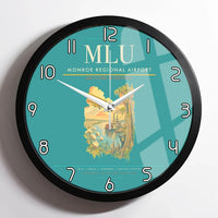 Thumbnail for Monroe Regional Airport (MLU) design on turquoise framed wall clock