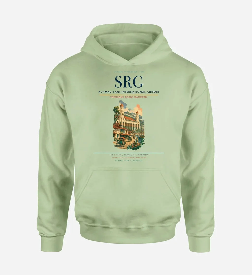 Achmad Yani International Airport (SRG) design on light green hoodie single-side print