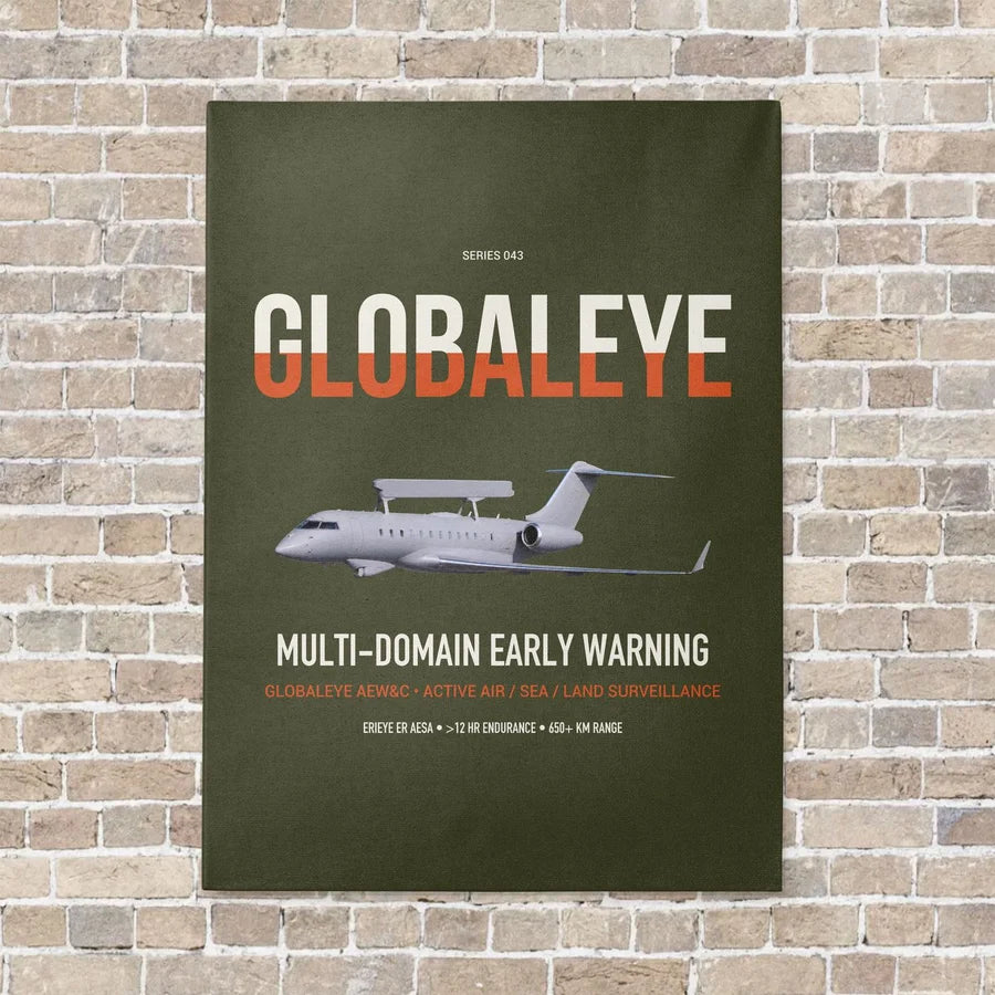 Saab GlobalEye vertical canvas print - no frame - green army background