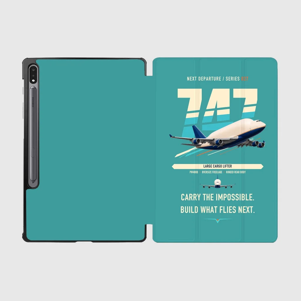 Boeing 747-400 Dreamlifter design on turquoise samsung tablet tablet case