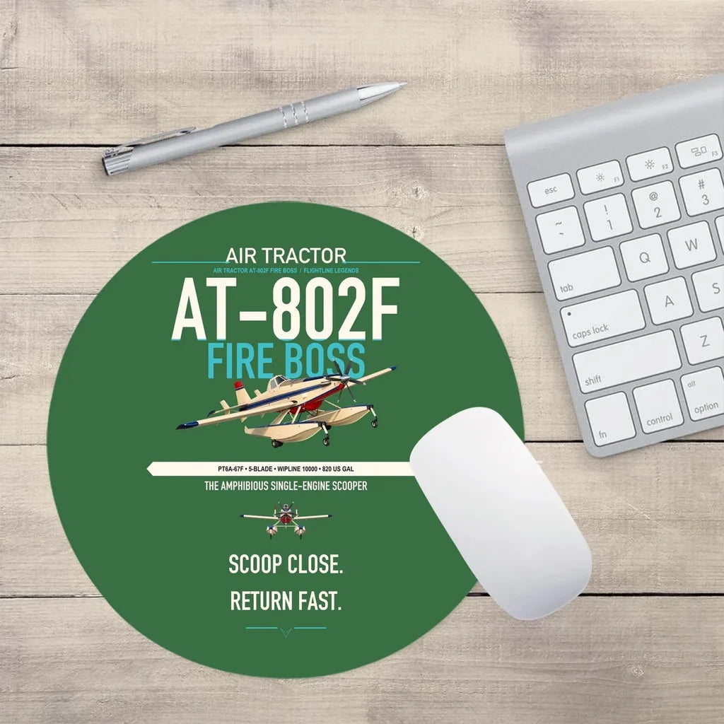 Air Tractor AT-802F Fire Boss design on green round mouse pad