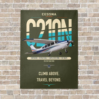 Thumbnail for Cessna T210N Centurion vertical canvas print - no frame - green army background