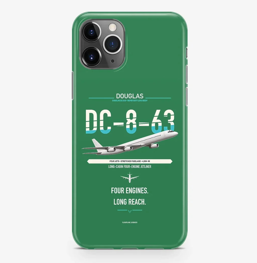 Douglas DC-8-63 design on green magsafe iphone case, for iPhone Pro Max