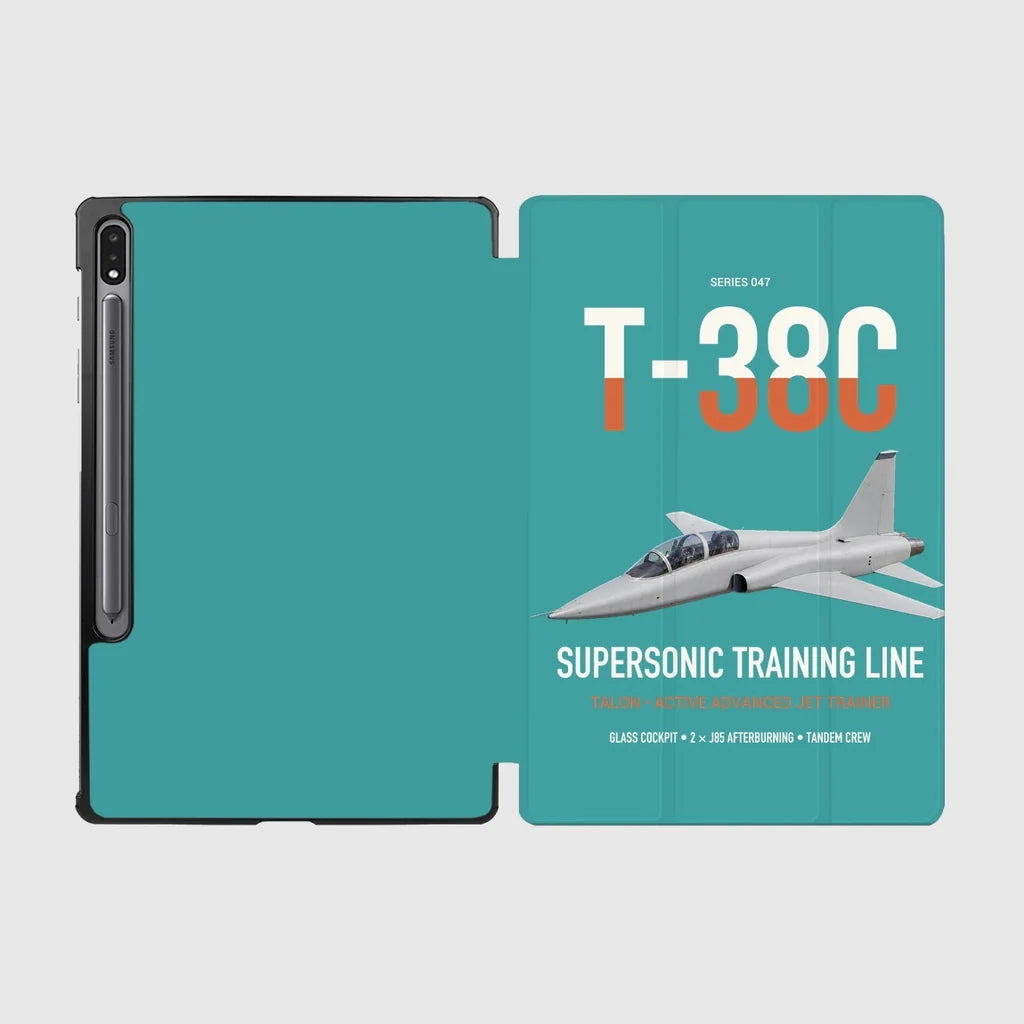 T-38C Talon design on turquoise samsung tablet tablet case