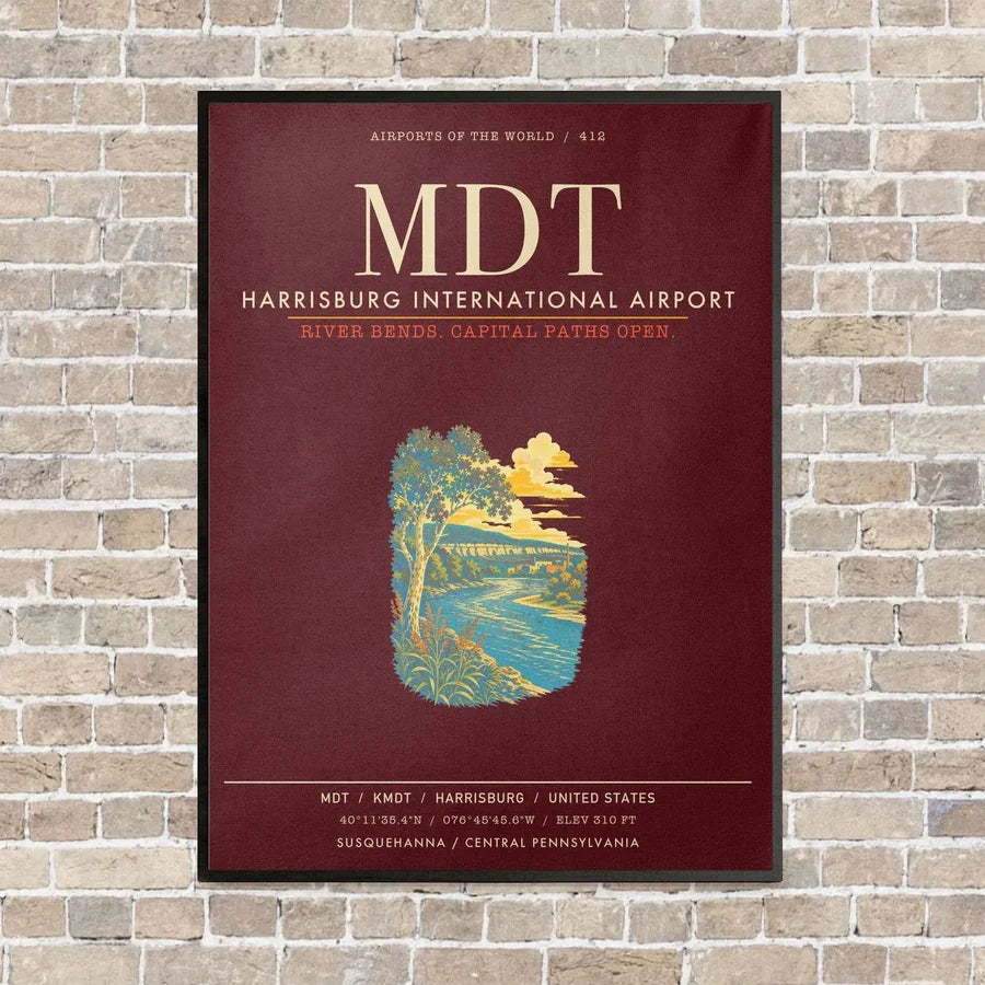 Harrisburg International Airport MDT - Canvas Framed - Dark Red