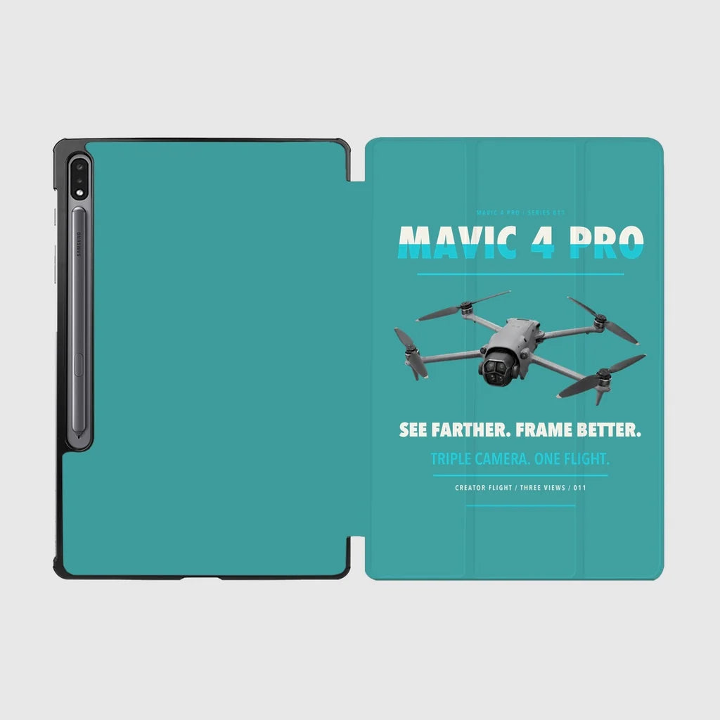 DJI Mavic 4 Pro design on turquoise samsung tablet tablet case