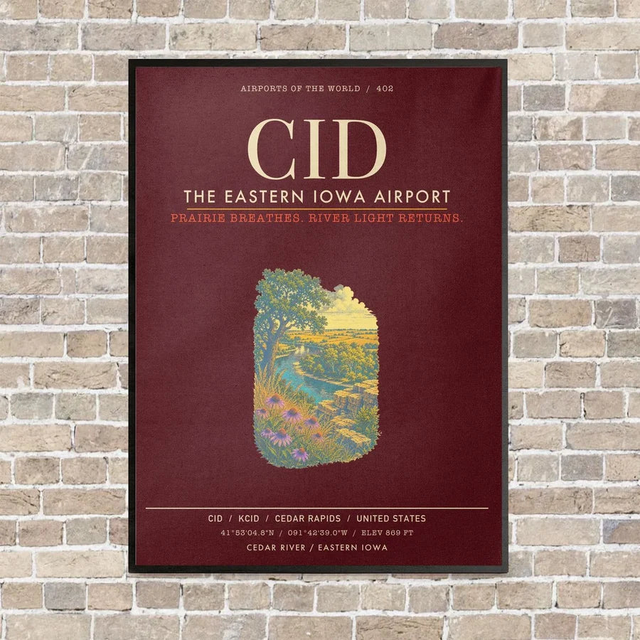 The Eastern Iowa Airport CID - Canvas Framed - Dark Red